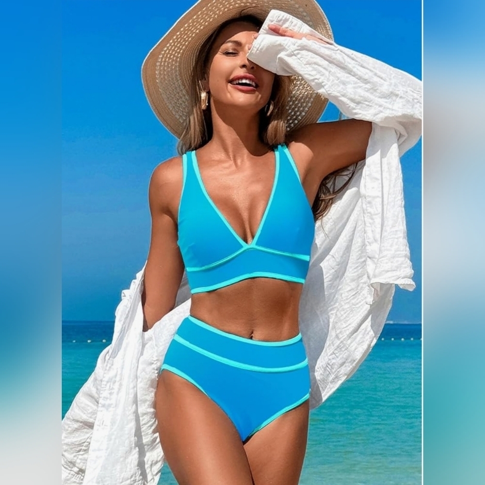 Neon Vibrant Blue Women's Swim Set Size Small NWT